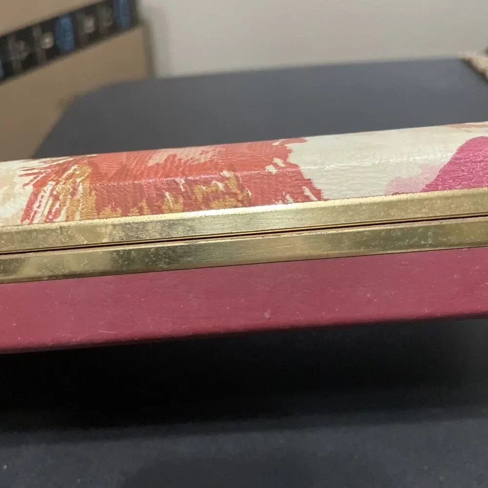 Vintage Pink Flower Watercolor Jewelry Box (Velvet & Satin  Lined) 8.5” x 4.5